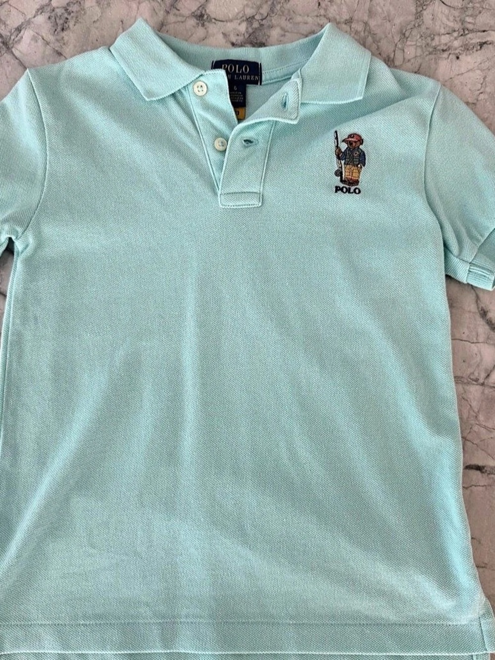 Kids Polo Ralph Lauren Polo Bear Cotton Mesh Polo Shirt Green (size 6) LIkE NEW!